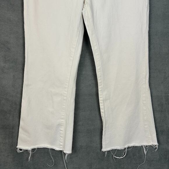Rollas Jeans Womens 28 White Eastcoast Crop Flare High Rise Button Fly Raw Hem - Picture 3 of 13